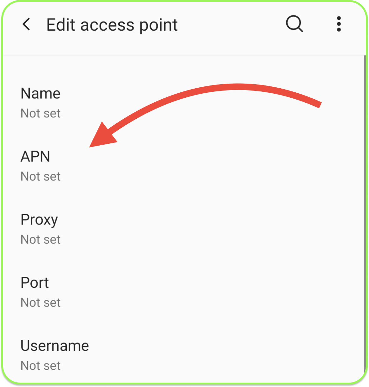 enter apn settings: name – esim, apn – esim.data for primasim