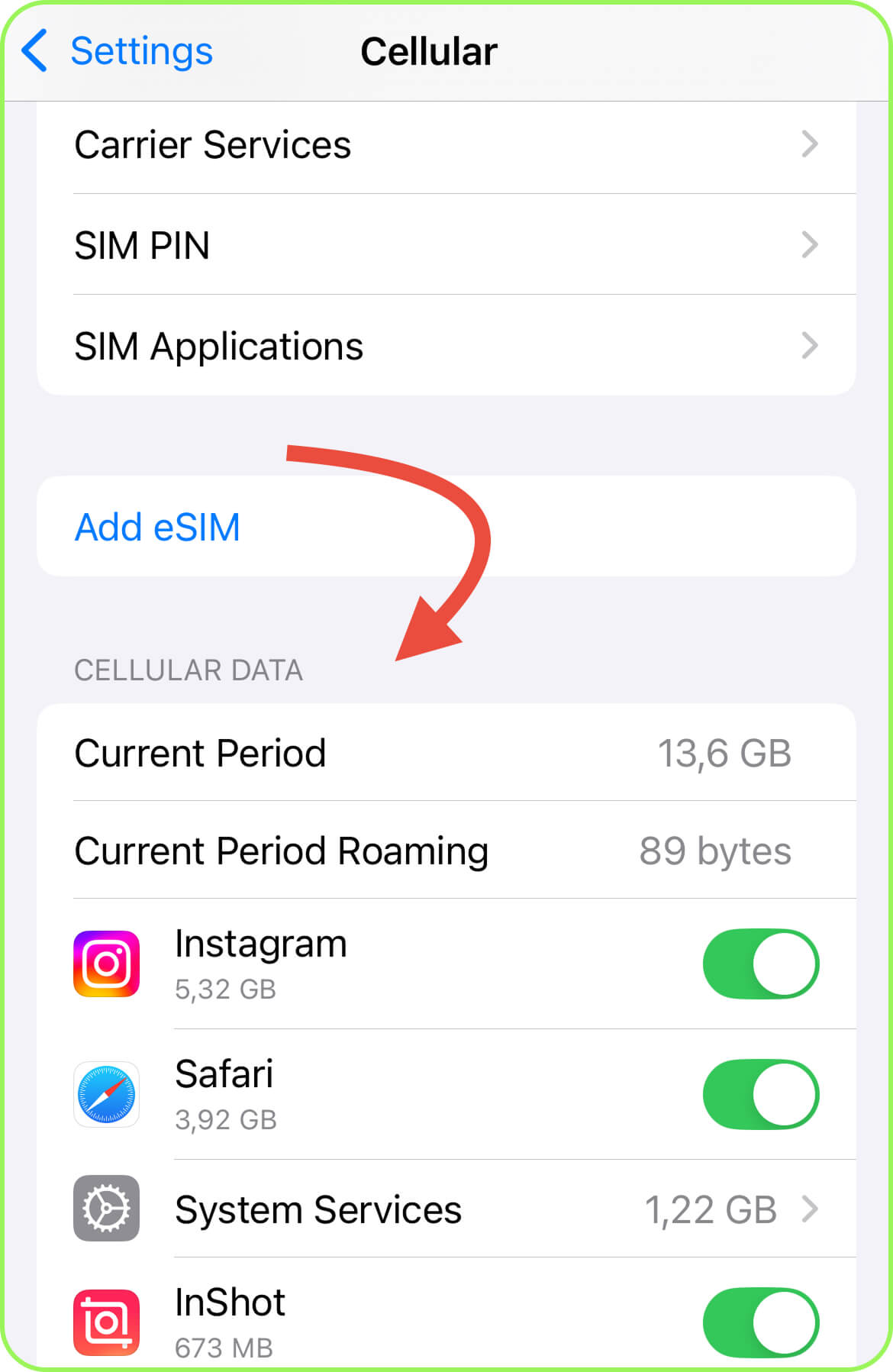 iPhone: Open Settings, go to Cellular, and under Cellular Data turn off TikTok