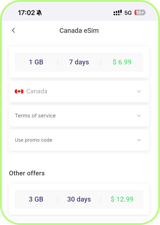 PrimaSIM prepaid eSIM for Canada