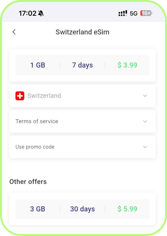PrimaSIM prepaid eSIM for Switzerland