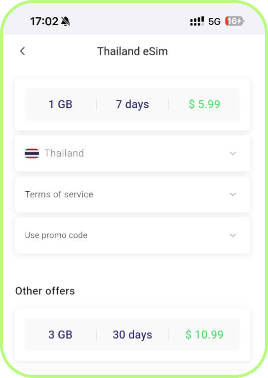 PrimaSIM prepaid eSIM for Thailand