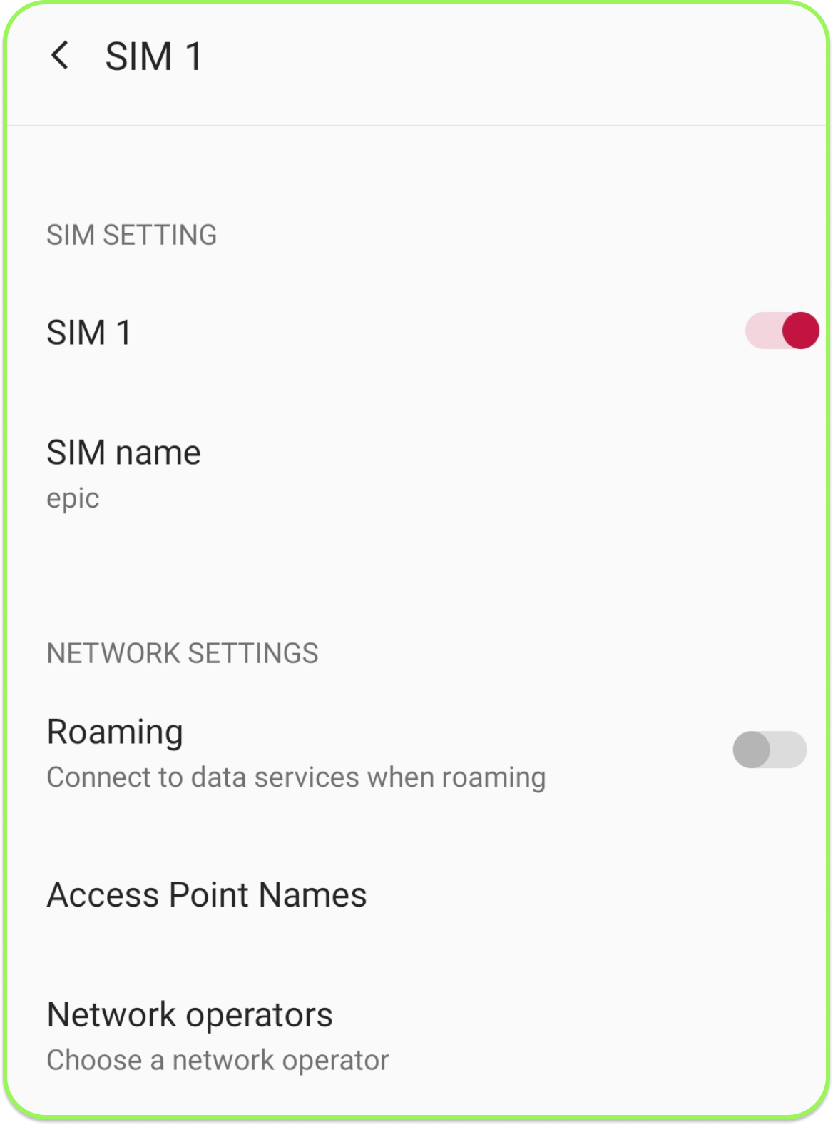 select access point names or apns