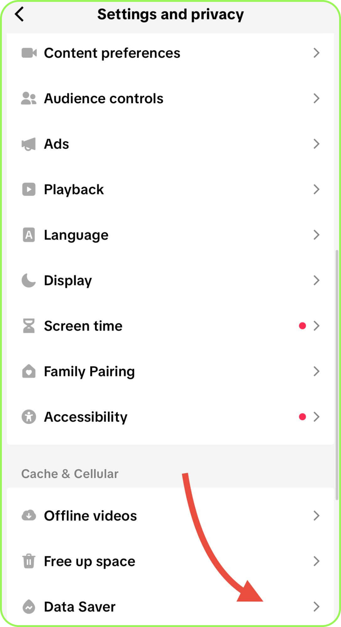 Select Saver and turn it on